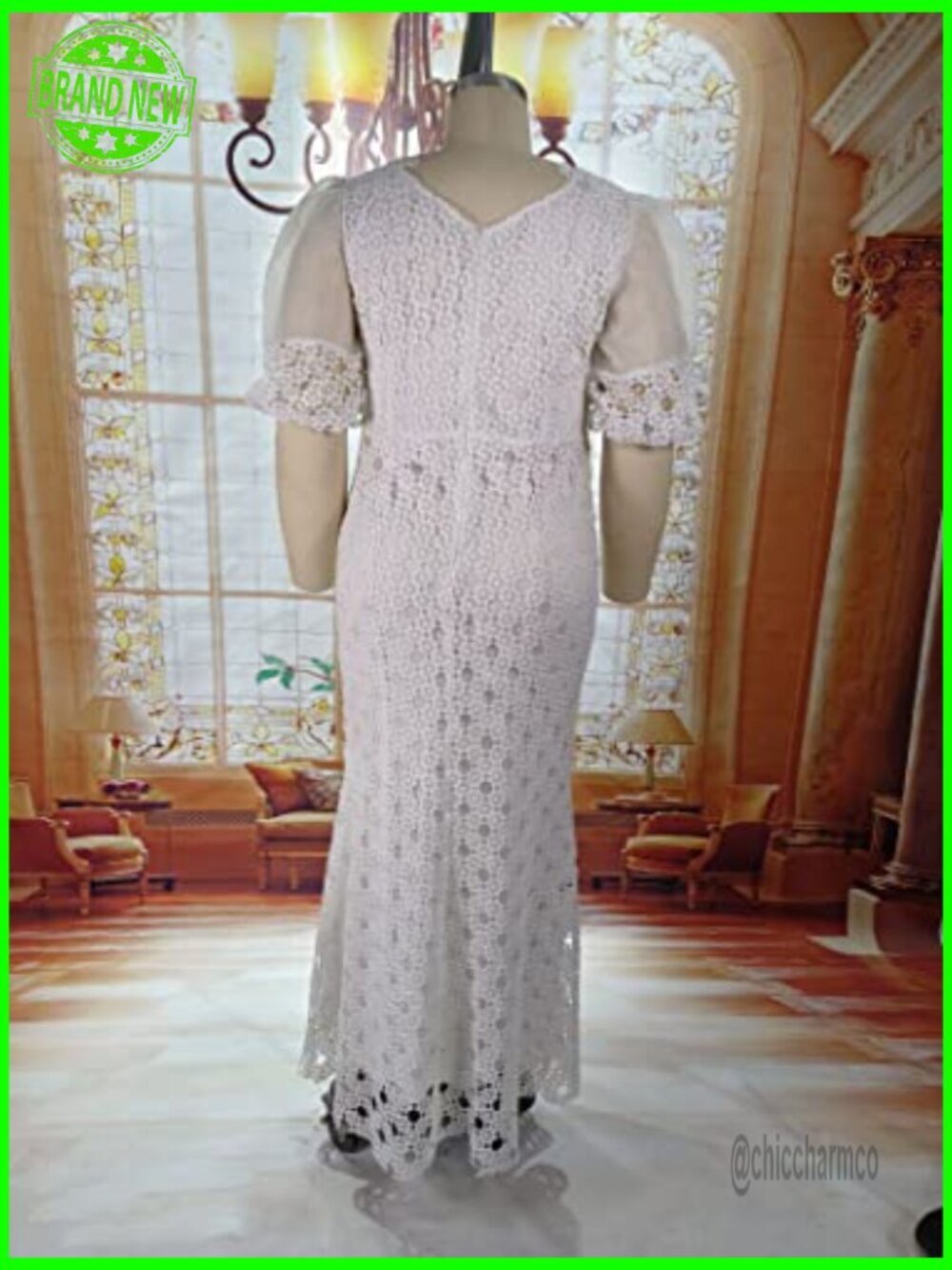 Plus Size Formal Maxi Dress Lantern Sleeve Bodycon Mermaid Gown - Picture 6 of 7